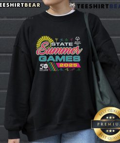 Alt Text: Official 2025 SOOH State Summer Games sweatshirt featuring vibrant colors and logo, perfect for event supporters.