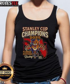 Florida Panthers tank top celebrating the 2025 Stanley Cup Championship, established in 1993, perfect for fans.
