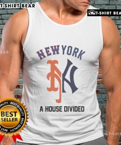 2025 Yankees X Mets House Divided Subway Series Tank Top showcasing team logos for baseball fans.