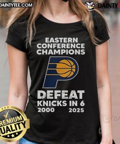 Official 25 Years Eastern Conference Champions tee celebrating the 2000 victory over the Knicks in 6 games.