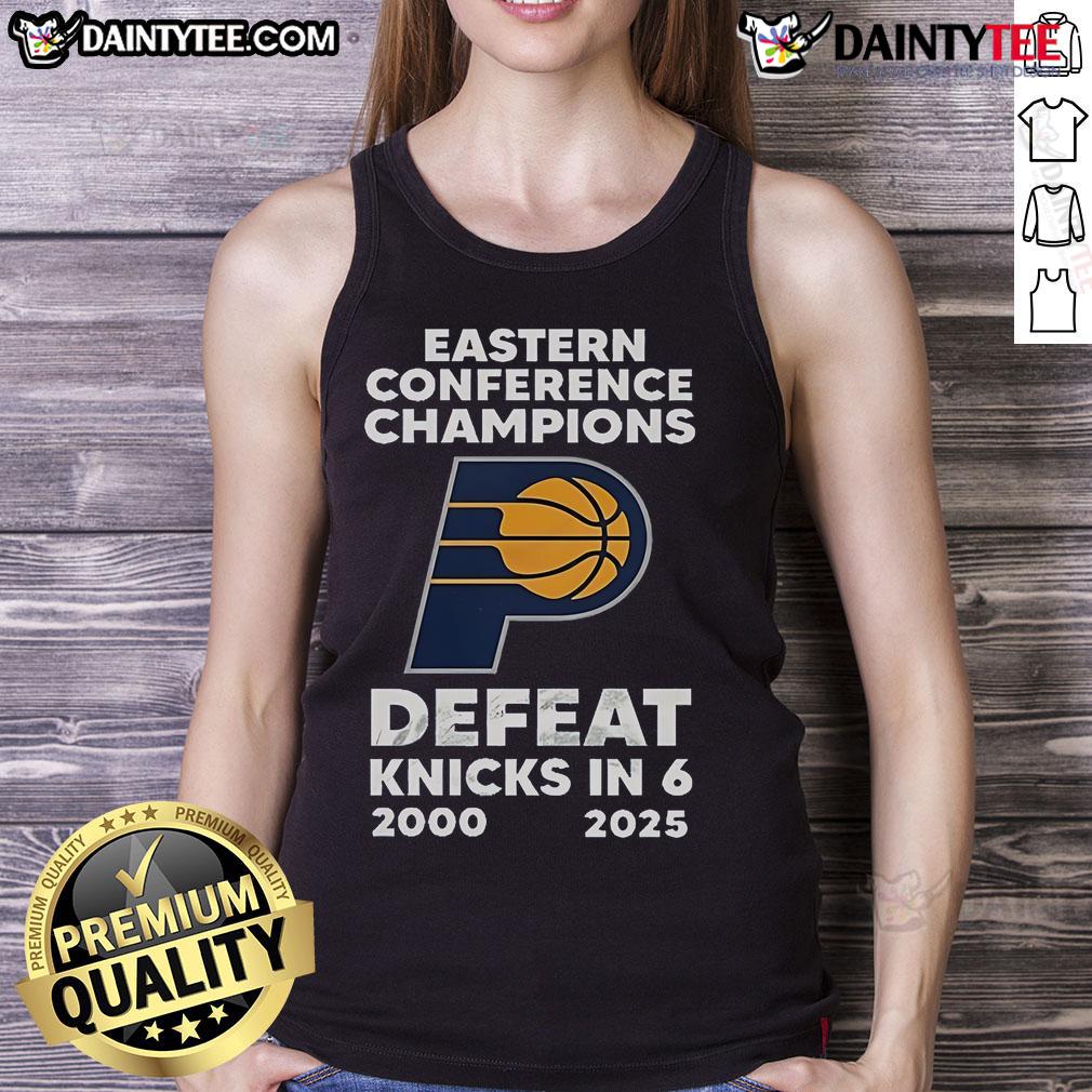 Official 25 Years Eastern Conference Champions Defeat Knicks In 6 2000 2025 Tank Top Official 25 Years Eastern Conference Champions tank top celebrating the 2000 victory over Knicks in 6 games.