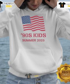 Alt Text: Official 90s Kids Summer 2025 Hoodie in vibrant colors, perfect for nostalgic summer vibes and retro fashion lovers.