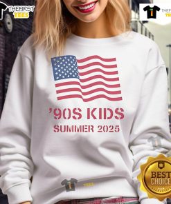 Official 90s Kids Summer 2025 Sweatshirt in vibrant colors, featuring retro graphics and a comfortable fit for nostalgia lovers.