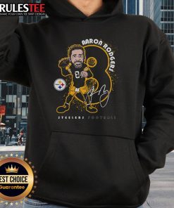 Alt Text: Official Aaron Rodgers black Pittsburgh Steelers hoodie showcasing Steel City design, perfect for fans.