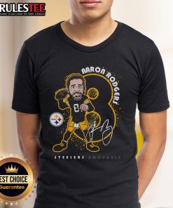 Alt Text: Official Aaron Rodgers black Pittsburgh Steelers Steel City T-shirt featuring bold team graphics and stylish design.