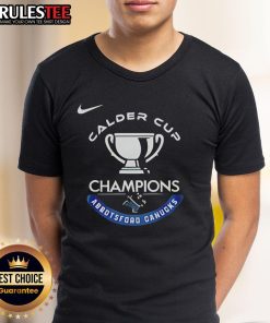 Official Abbotsford Canucks Calder Cup Champions 2025 T-Shirt featuring team logo and celebratory design.