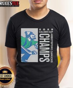 Official Abbotsford Canucks Calder Cup Victory Green T-Shirt featuring team logo and celebratory design.