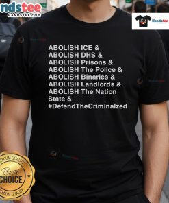 Official Abolish ICE, DHS, and Prisons T-Shirt featuring bold protest graphics promoting social justice and reform.