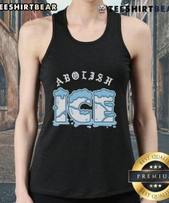 Official Abolish ICE Tank Top featuring bold lettering, perfect for activism and raising awareness against immigration enforcement.