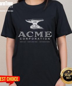 Official ACME Corporation Anvils and Explosives Detonators Ladies Tee featuring a stylish design and vibrant colors.