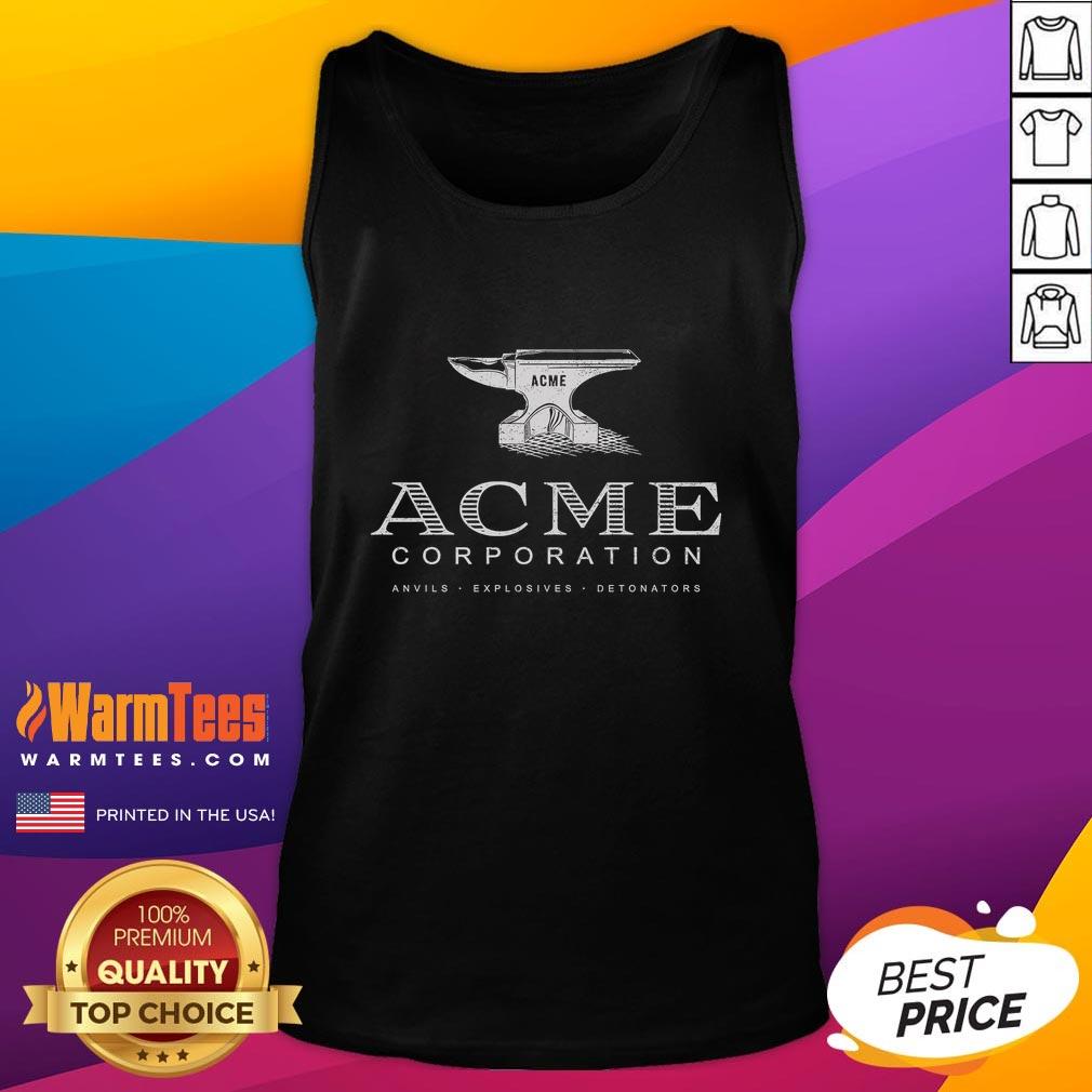 Official Acme Corporation Anvils Explosives Detonators Tank Top Official ACME Corporation tank top featuring anvils, explosives, and detonators in a stylish design for fans.