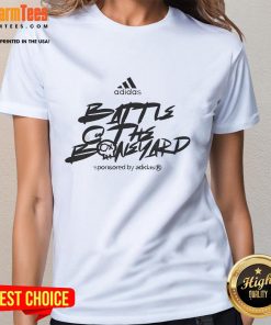 Alt Text: Official Adidas Battle At The Boneyard 2025 Ladies Tee featuring a stylish design and vibrant colors for women's sportswear.