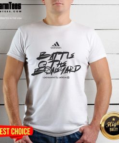 Alt Text: Official Adidas Battle At The Boneyard 2025 T-Shirt featuring bold graphics and a stylish design for fans.