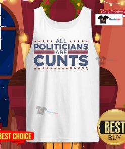Official All Politicians Are Cunts APAC tank top design featuring bold text and vibrant colors for a striking look.