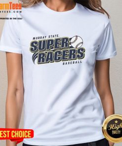 Official Allen Roulette Murray State NCAA Super Racer baseball ladies tee featuring vibrant team colors and logo.