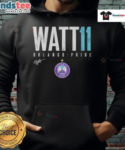 Official Ally Watt Orlando Pride Elite 11 Hoodie featuring vibrant team colors and logo for stylish fan support.