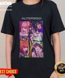 Official Alter Ego Comic Collage Ladies Tee featuring vibrant comic book art and stylish design for fans of comics.