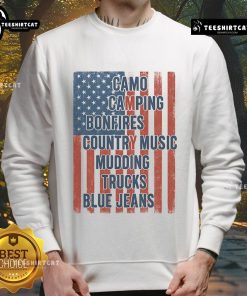 Official American Life Patriotic USA Flag Camo Sweatshirt for camping, bonfires, and country music lovers.