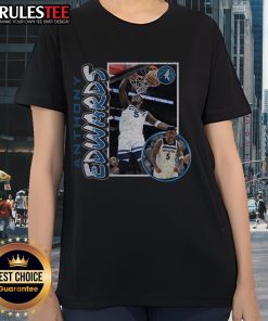 Official Anthony Edwards Navy Minnesota Timberwolves 90s Player Ladies Tee showcasing a stylish design for fans.