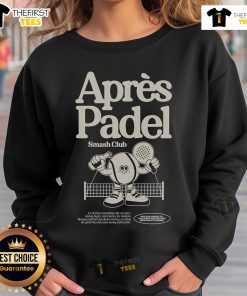 Official Apres Padel Smash Club sweatshirt in navy blue, perfect for padel enthusiasts and casual wear.