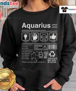 Official Aquarius Label Sweatshirt in navy blue featuring a stylish design and comfortable fit for astrology enthusiasts.