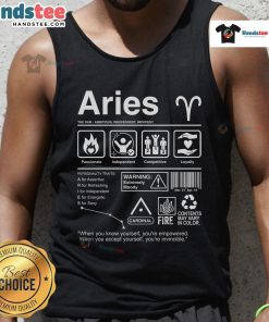 Stylish Official Aries Label Tank Top in vibrant colors, perfect for casual wear and showcasing your zodiac pride.