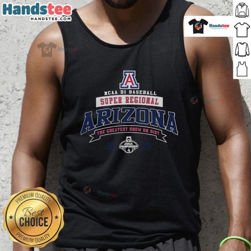Official Arizona Wildcats 2025 NCAA Division I Baseball Super Regional Champions tank top showcasing team pride.