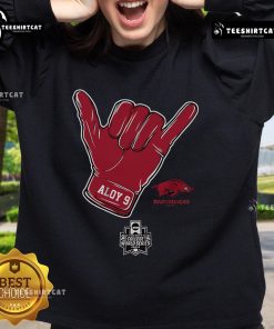 Official Arkansas Baseball Wehiwa Aloy CWS Shaka Sweatshirt featuring team colors and logo for fans and athletes.