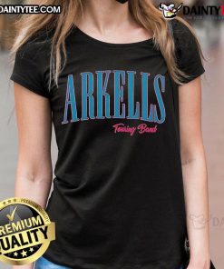 Official Arkells Touring Band Ladies Tee featuring vibrant design and comfortable fit, perfect for fans of the band.