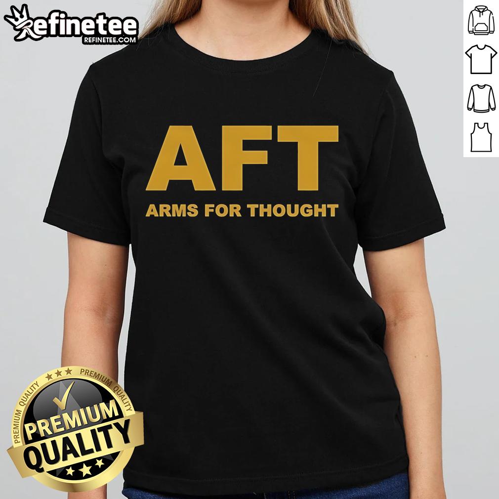 Official Arms For Thought Aft Logo Ladies Tee Official Arms For Thought (AFT) logo on a stylish ladies tee, showcasing a modern design for casual wear.