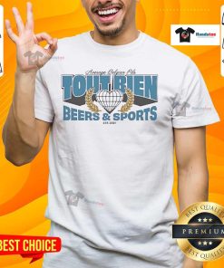 Alt Text: Official Average Bien Pils University T-Shirt featuring sports graphics, established 2021, perfect for beer lovers.
