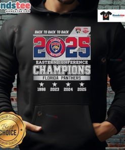 Official Back-To-Back-To-Back 2025 Eastern Conference Champions Florida Panthers Skyline Hoodie in vibrant design.