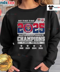 Florida Panthers skyline sweatshirt celebrating 2025 Eastern Conference Champions back-to-back-to-back victories.