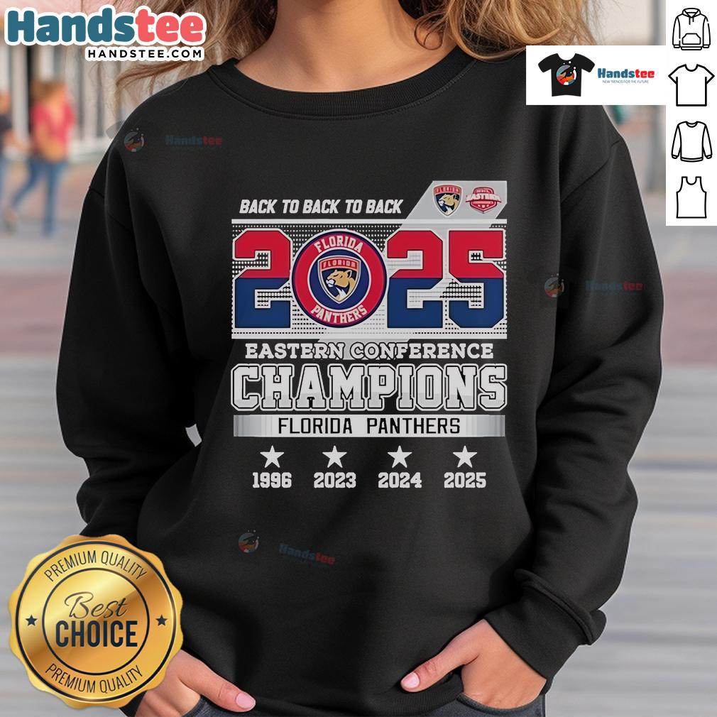 Official Back To Back To Back 2025 Eastern Conference Champions Florida Panthers Skyline Sweatshirt Florida Panthers skyline sweatshirt celebrating 2025 Eastern Conference Champions back-to-back-to-back victories.