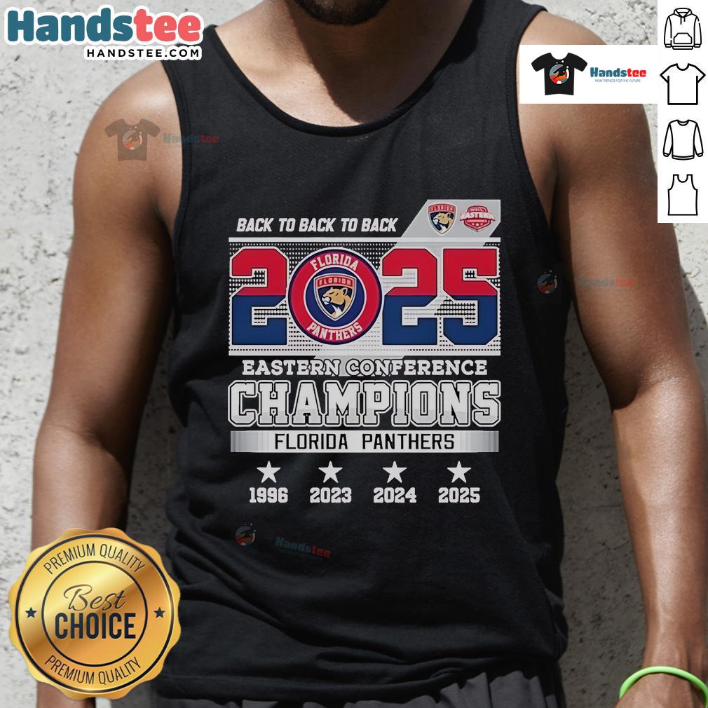 Official Back To Back To Back 2025 Eastern Conference Champions Florida Panthers Skyline Tank Top Alt Text: Florida Panthers Back-to-Back-to-Back 2025 Eastern Conference Champions skyline tank top for fans.