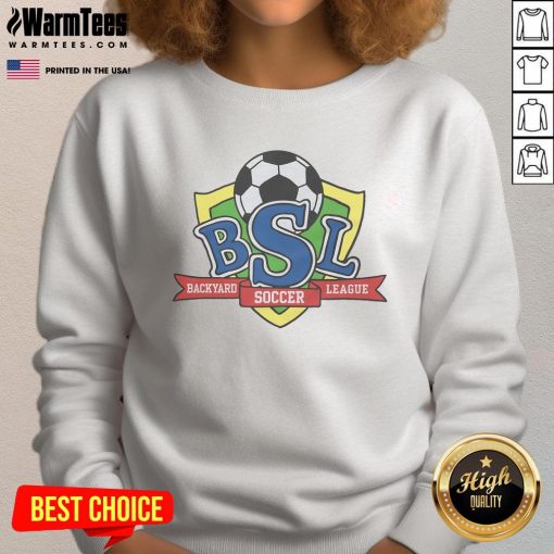 Official Backyard Soccer League logo sweatshirt featuring vibrant colors and a sporty design for soccer fans.