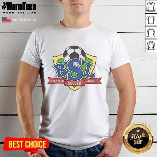 Alt Text: Official Backyard Soccer League Logo T-Shirt featuring vibrant design and logo, perfect for soccer enthusiasts.