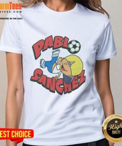 Alt Text: Official Backyard Soccer Pablo Sanchez Ladies Tee featuring vibrant graphics and comfortable fit for soccer fans.
