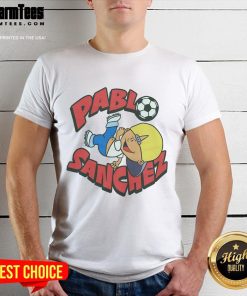 Alt Text: Official Backyard Soccer Pablo Sanchez T-Shirt featuring vibrant graphics of the beloved character in action.