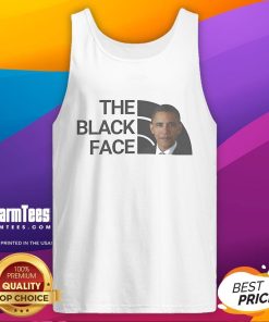 Alt Text: Official Barack Obama Black Face Tank Top featuring a bold graphic design celebrating the former president.