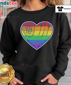 Alt Text: Official Baseball Heart LGBT Pride Sweatshirt featuring a colorful heart design, perfect for showing your support.