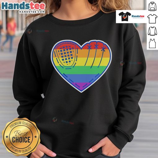 Alt Text: Official Baseball Heart LGBT Pride Sweatshirt featuring a colorful heart design, perfect for showing your support.