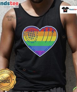 Official Baseball Heart LGBT Pride Tank Top featuring a colorful heart design, perfect for celebrating pride and love.