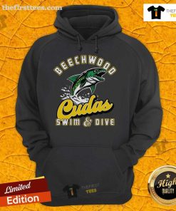 Official Beechwood Cudas Swim Dive Hoodie in navy blue, featuring the team logo and a comfortable fit for athletes.