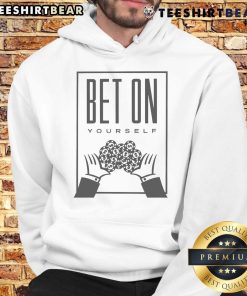 Official Bet On Yourself More Life Garments hoodie in black, showcasing motivational design for everyday wear.