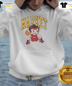 Alt Text: Official Betty Boop X Market Studios hoodie featuring a playful dunking design, perfect for fans and fashion lovers.