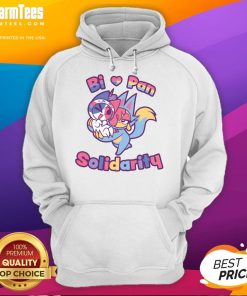 Official Bi Love Pan Solidarity Hoodie in vibrant colors, showcasing LGBTQ+ pride and support for bisexual and pansexual rights.