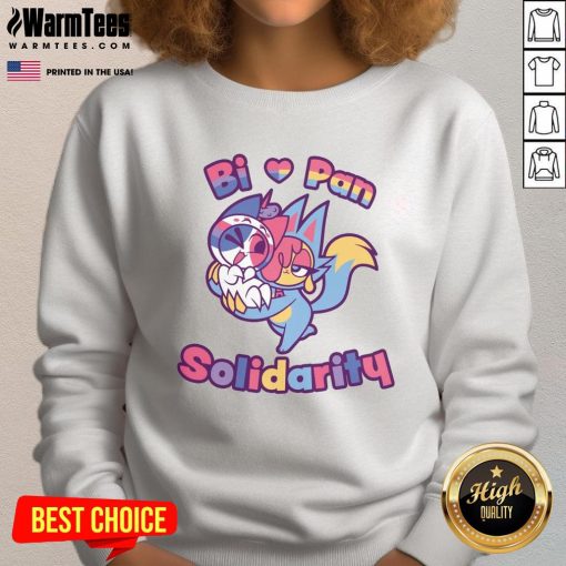 Official Bi Love Pan Solidarity Sweatshirt featuring a vibrant design celebrating LGBTQ+ pride and inclusivity.