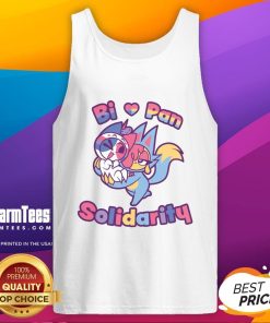 Official Bi Love Pan Solidarity Tank Top featuring vibrant design celebrating LGBTQ+ pride and inclusivity.