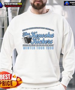 Official Big in Sheboygan Not Chicago sweatshirt from the Kenosha Kickers Winter Tour 1990, featuring vibrant graphics.